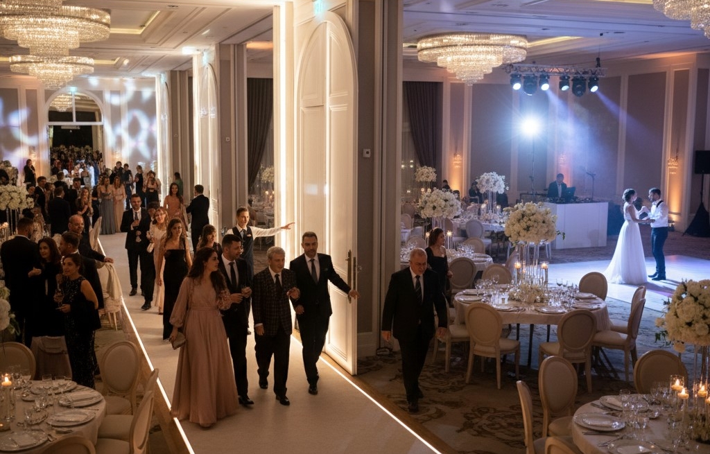 Düğünlerde Kokteyl, Yemek ve Dans Alanı Geçişlerinin Yönetimi